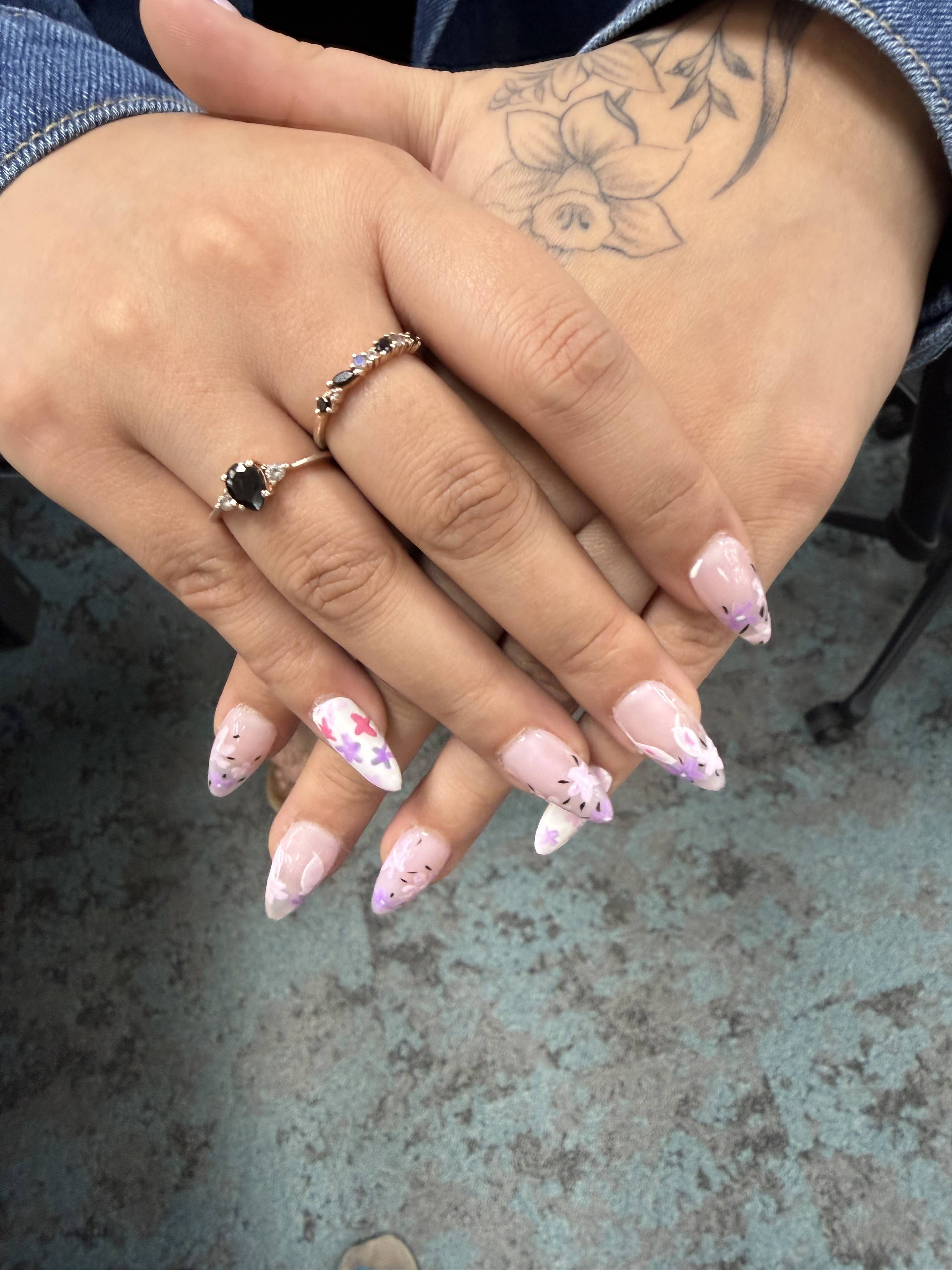 Custom press-on nails on hand